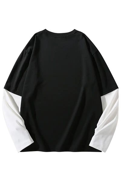 aynewmoda Casual Color Block Sweatshirt for Men - Loose Fit, Long Sleeve, Round Neck,