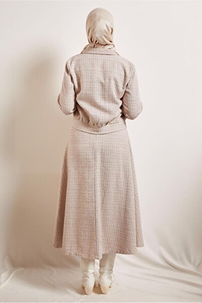 TRENDTESETTÜR Beige Buttoned Women's Skirt Set - t 0541