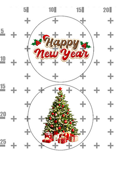 Lyroni Yenilebilir Şeker Kağıt Yıl Başı New Year Christmas Çam Ağaçi Temalı P...