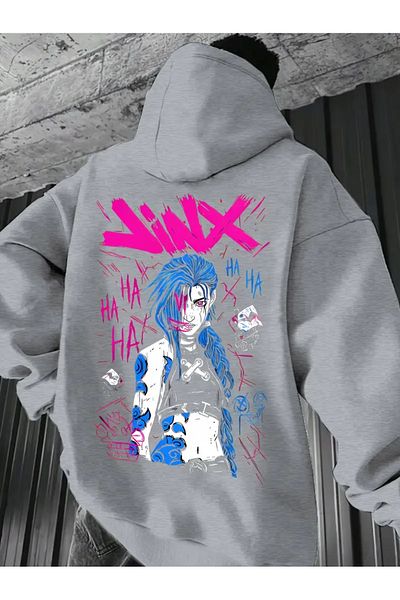 aynewmoda Jinx Anime Patterned Girl Hoodie