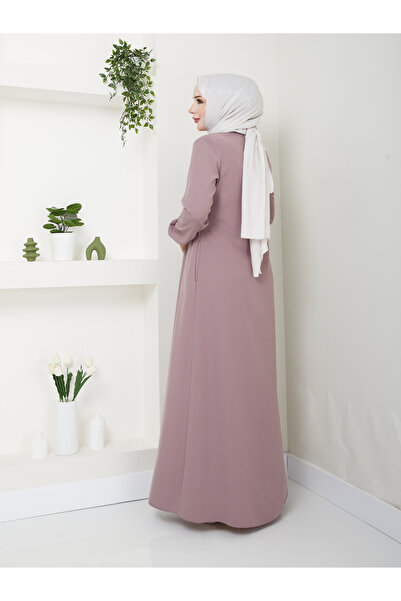 ESRE GİYİM Κρεπ Υφασμάτινο Τσόκερ Φεράζ - Με κορδόνια στο λαιμό, Ροζ Κορδόνι