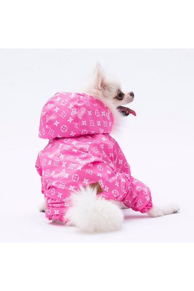 Pettrend Pink Patterned Jumpsuit Raincoat Dog Apparel Dog Raincoat