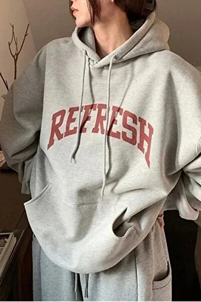 Wish BF Oversize Baskılı Kapüşonlu Sweatshir