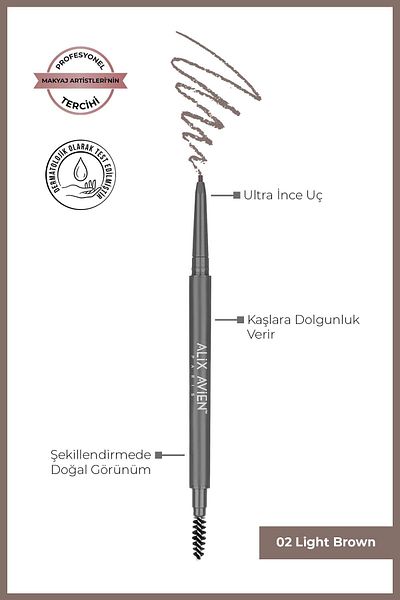 Alix Avien Ultra Fine Tip Plumping Light Coffee Eyebrow Pencil with Elevator - Retractable Eyebrow Pencil 02