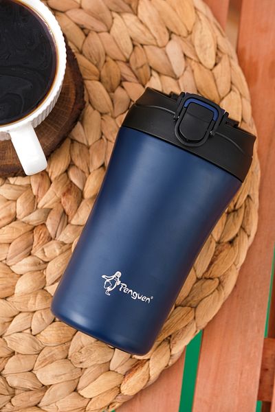 Penguen Thermos Mug 400 ml - Stainless Steel with Straw and Direct Drinking Lid