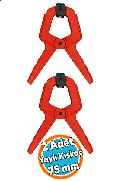 NZB 2 ADET Yaylı Kıskaç Mandal El Tip İşkence Kırmızı Klips Mengene Hobi 75 mm 3 inç
