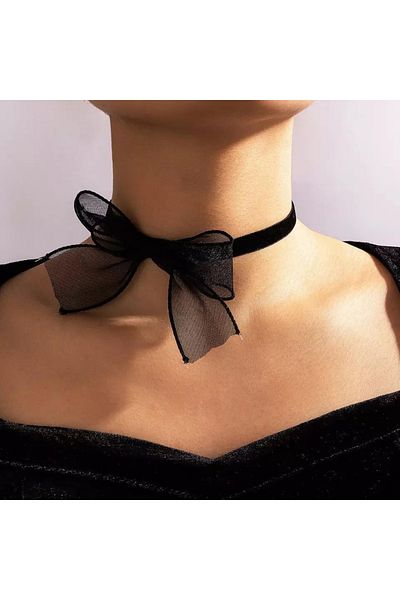 Köstebek Black Ribbon Detailed Collar