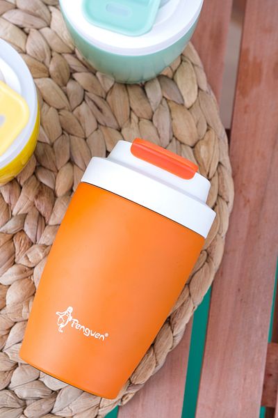 Penguen 400 ml Thermos Mug - Stainless Steel with Double Walls, Straw and Direct Drinking Lid