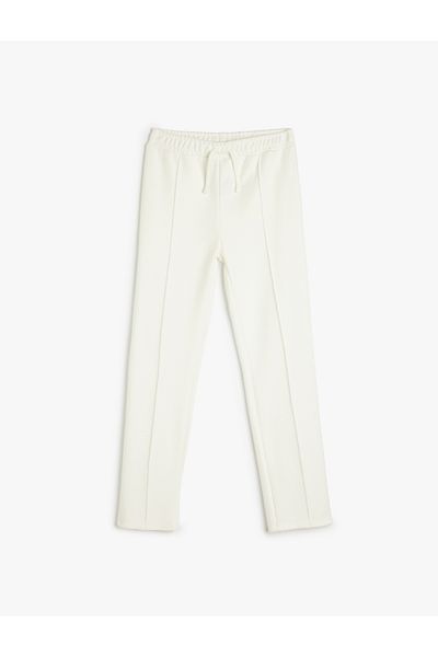 Koton Elastic Waist Basic Trousers with Stitching Detail