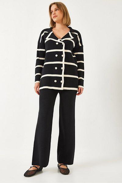 Bianco Lucci Women's Buttoned Patterned Bottom Top Set 60351374