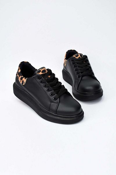 birizmoda Pantofi de damă cu talpă înaltă cu model leopard - negru
