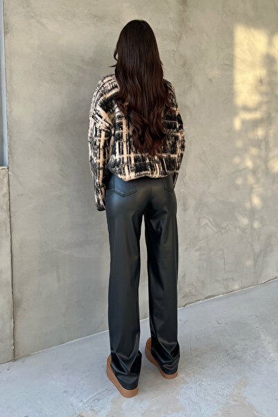 Seda Yalçın Atelier Black Wide Leg Leather Trousers