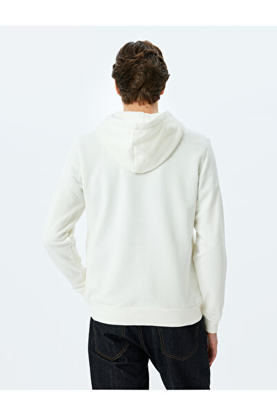 Koton Hooded Cotton Blended Raster Basic Half Zipper Sweatshirt