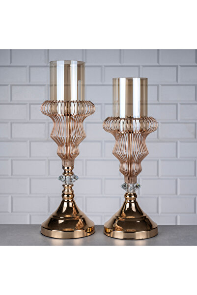 ZETT 2'Lİ Telli Mumluk Eskitme Mum Şamdan Seti