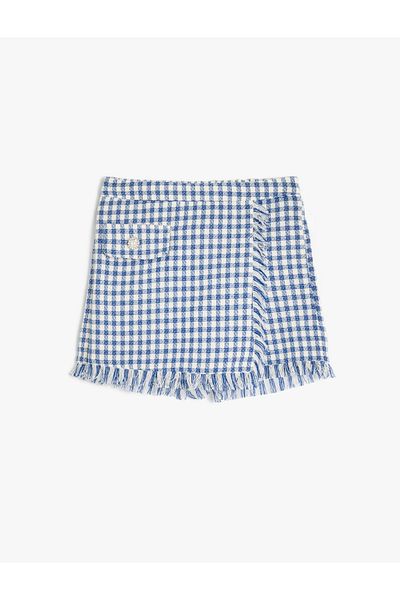 Koton Zweireihiger Tweed-Shortsrock mit Quastendetails