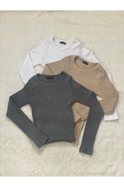 Wearflawless Μακρυμάνικη 3 τεμαχίων πλεκτή μπλούζα καμιζόλας - Crew Neck