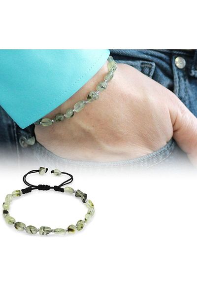 Tesbihane Macrame Braided Natural Cut Printed Natural Stone Men's Bracelet