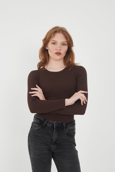 Wearflawless بلوزة نسائية مكونة من 3 قطع مصنوعة من القطن بنسبة 100% وياقة دائرية وأكمام طويلة