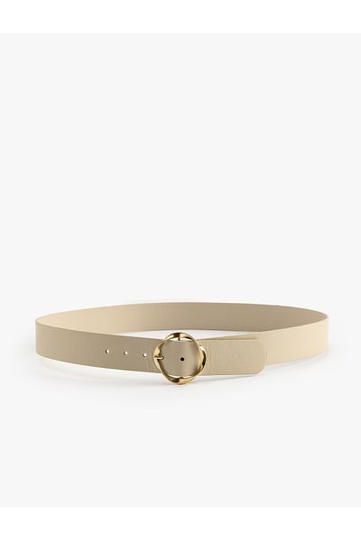 Koton Geometric Buckle Detailed Faux Leather Belt