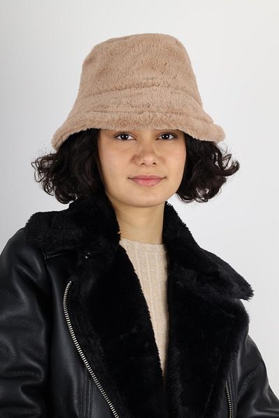 MinaCarin Women's Mink Bucket Fur Soft Textured Plush Hat