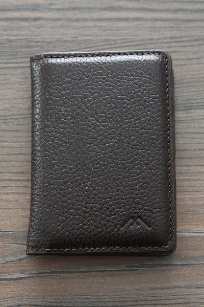 Madmext Мъжки портфейл от естествена кожа с кафяво отделение за карти и кръстат детайл 7256