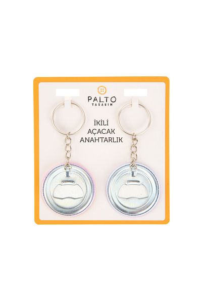 PALTO TASARIM مجموعة من 2 سلسلة مفاتيح معدنية ملونة - تصميم معطف، قطرة - 10 سم