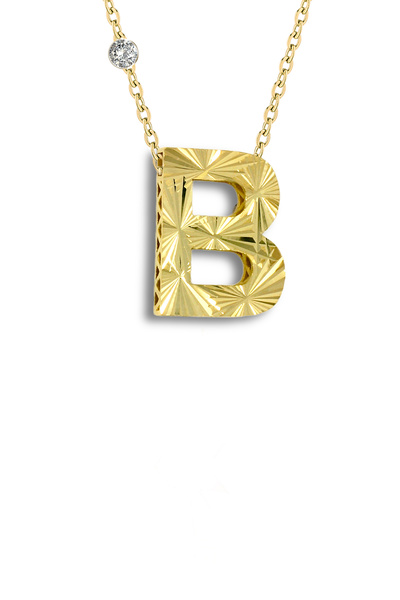 Demas Gold Pırlanta 14 Ayar Altın Kalemli B Harfi Kolye