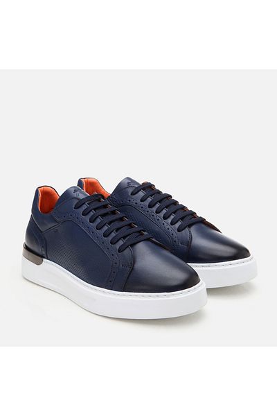 Hotiç Pantofi casual pentru bărbați din piele naturală bleumarin