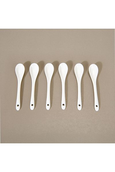 Benante Set of 6 Coffee Spoons - White - 12.5 cm