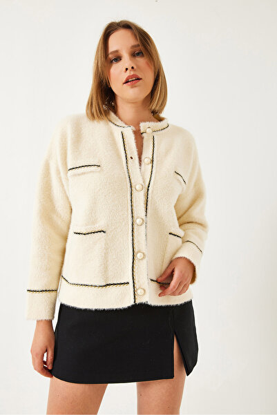 Bianco Lucci Women's Double Pocket Buttoned Soft Knitwear Cardigan 24101 60261247