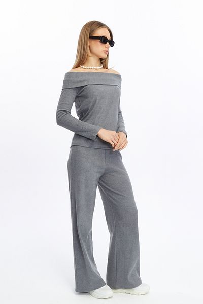 ESPOİRPLUS Smoked Women &Apos; S Set - Large Report, Raster Madonna Collar Bottom-Top Set