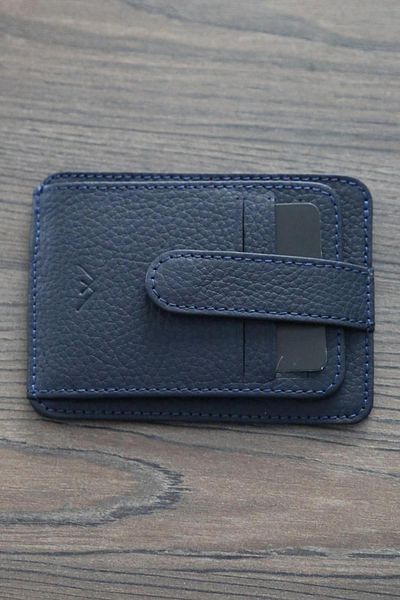 Madmext Θήκη ανδρικής κάρτας από γνήσιο δέρμα Navy Blue 7261