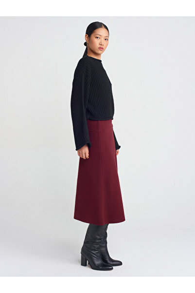 Dilvin 10688 Bisiklet Yaka Fitilli Triko Kazak-Siyah