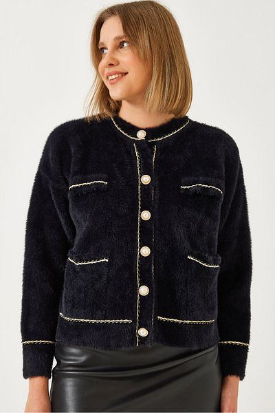 Bianco Lucci Women's Double Pocket Buttoned Soft Knitwear Cardigan 24101 60261247