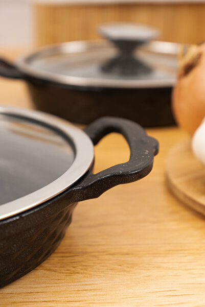 Skygo 6 Pieces Granite Casting Sahan Set with Lids - 16, 18, 20 cm Stylish and Durable Design