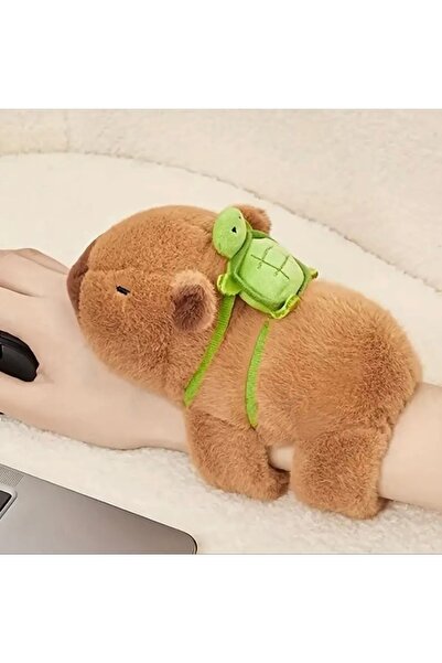 Halımax Sevimli Kapibara Peluş Bileklik Araba Dekoru Araç İçi Yumuşak 18 cm Kahverengi Capybara Oyuncak