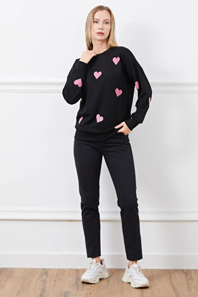 Butik Kalp Baskılı Sweatshirt