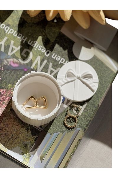 Louve Store Decorative Bow Detailed Mini Box with Lid, Jewelry Organizer, Jewelry Box