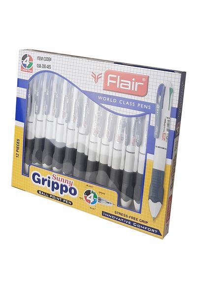 Flair Sunny Grippo Ball Point Pen 4 Colour in 1 Pen,Set of 12 Pieces