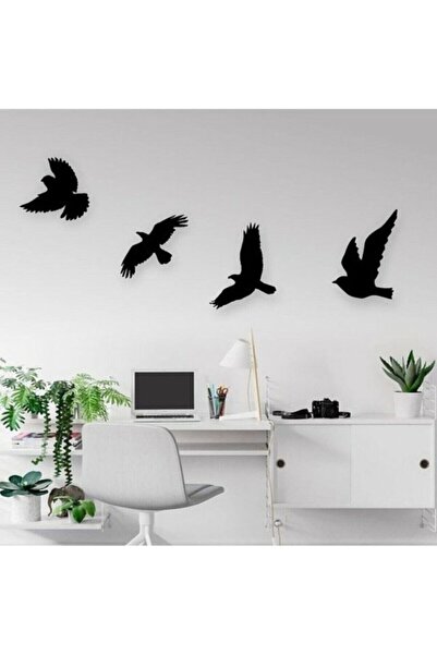AVMmarketim Dekoratif Modern Dörtlü Kuş Duvar Süsü Duvar Dekoru 4 Adet Duvar ...