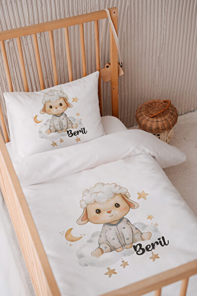 Lilabio %100 Pamuk Saten Isme Özel Isimli 100x150 Bebek Yatak Nevresim Seti K...