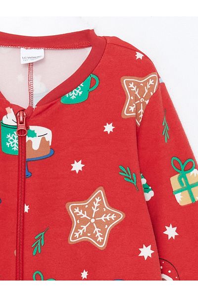 LC Waikiki Fleece-Schlafsack für Mädchen mit Rundhalsausschnitt und Neujahrsmotiv