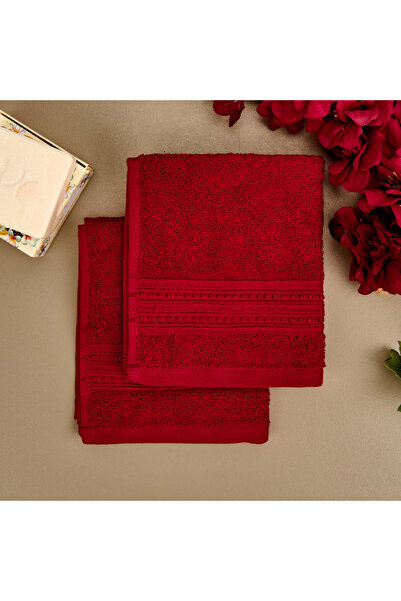 Evidea Soft Lapa 2'li Havlu Seti - Bordo - 30x30 cm