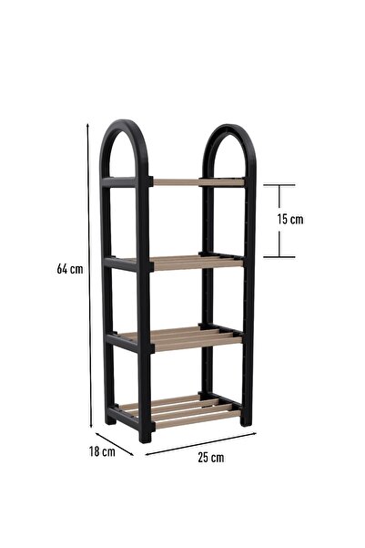 SEOWOOD Banyo Düzenleyici Siyah 4 Katlı 1. Sınıf Raf Ünitesi & Organizer