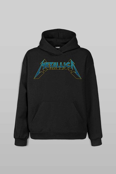 Kendim Seçtim Unisex Black Metallica Printed Sweatshirt Hooded Hoodie