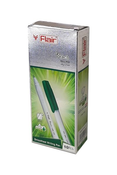 Flair Peach Ball Pen 1.0mm Set of 10 pcs, Green