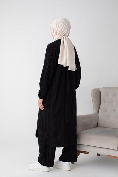 semazen Bürümcük Fabric Hajj and Umrah Dress (2 Pieces) - Black