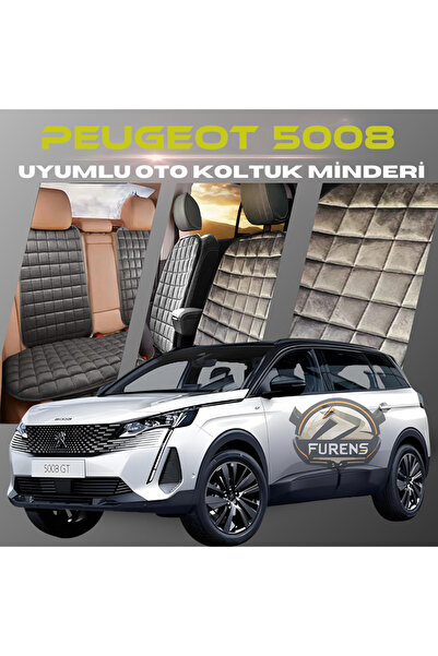 SHOOPLAA طقم وسائد مقعد السيارة بيجو 5008 بلون أنثراسايت مع جيوب ريش تايلاندي...