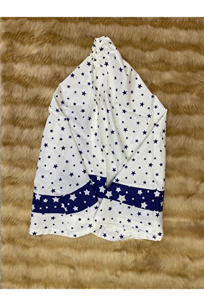 skycott Navy Blue Star Printed Girl's Prayer Dress - Belt Pattern