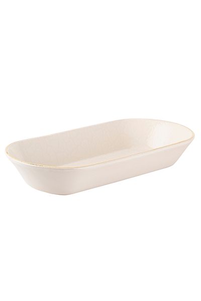 Tantitoni React Cream Color Gold Slimped Thin Ceramic Large Bowl-Gondol 29cm